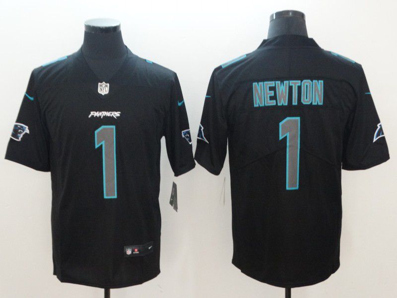 Men Carolina Panthers #1 Newton Nike Fashion Impact Black Color Rush Limited NFL Jerseys->carolina panthers->NFL Jersey